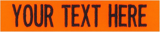 Custom Uniform Name Tapes Solid Colors. Neon Orange Fabric, 3.5 Inch Sew on