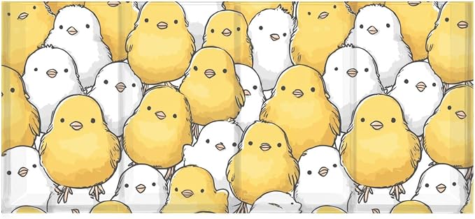 Yellow White Chicken Clear Acrylic Cutlery and Pen Organizer, Acrylic Plastic Pencil Holder Square 4 Compartments Large Capacity Acrylic Pencil Holder Desk Pencil Organizer