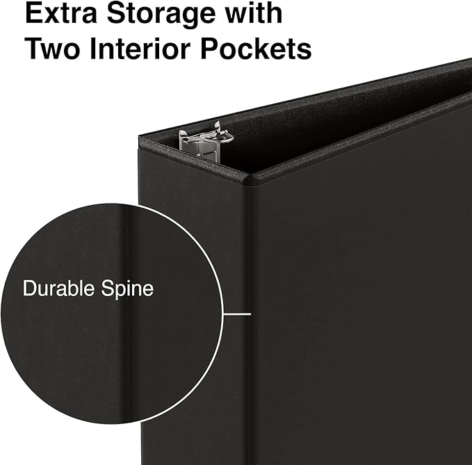 Staples Economy 3" 3‑Ring View Binders, D‑Ring, Black, High‑Capacity 600‑Sheet Storage – 3/Pack