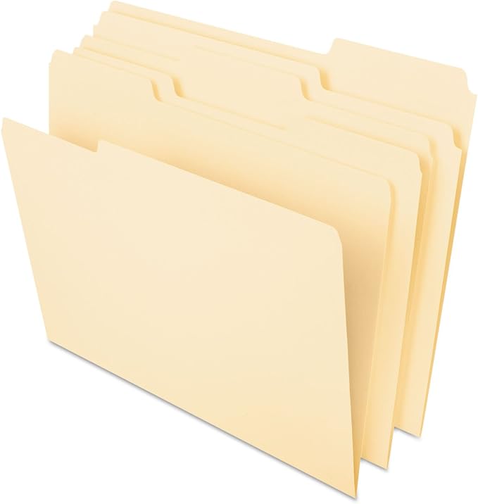 Pendaflex File Folders, Letter Size, Manila, 1/3 Cut, 100/BX (752 1/3)