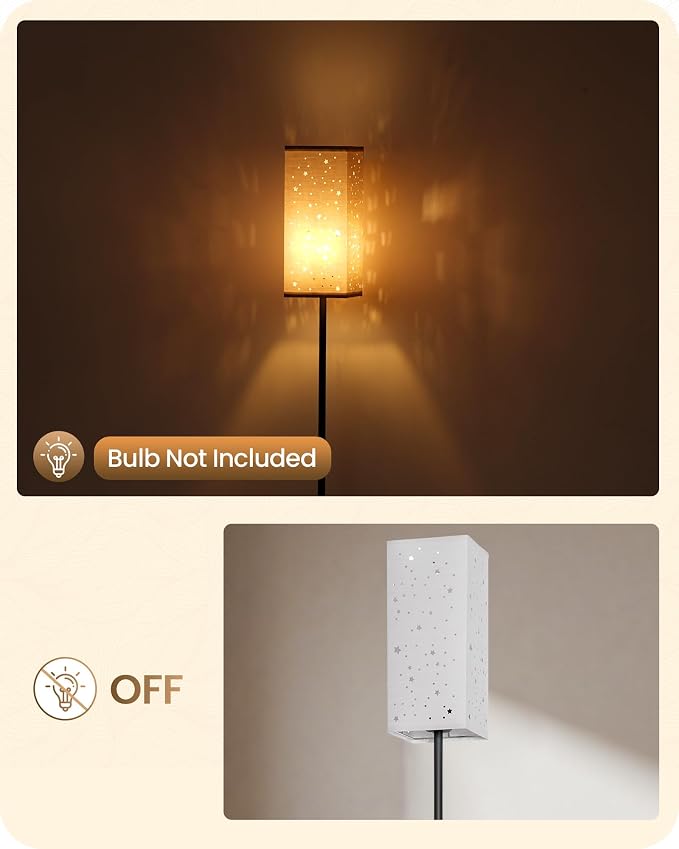 64.6" Floor Lamp, with Foot Switch, Standing Lamp with Sky Stars Design, Modern Freestanding Lamp (Bulb Not Included), for Living Room, Bedroom, Office, ETL Listed,Gray Starry Sky AH07LD05