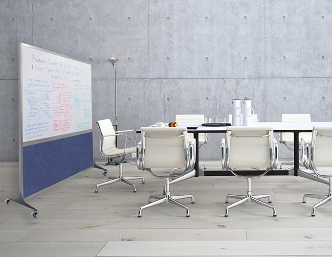 DivideWrite Mobile Whiteboard | Double Sided Dry Erase Board | Portable Office Cubicle Partition | Display for Classrooms, Conference Rooms, Meeting Areas and More | Latte Fabric 4' Wide X 6' Tall