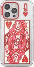 PopSockets iPhone 14 Pro Max Phone Case w/MagSafe- Heart Queen | Magnetic, Wireless Charging, Camera & Drop Protection, Heart, Valentines, Red, Textured