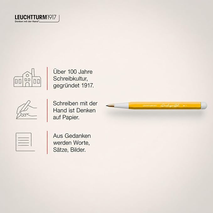 LEUCHTTURM1917 - Drehgriffel Writing Pen (Sunflower) - Ballpoint Pen with Royal Blue Ink Included