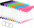 12 Pack Plastic Envelopes Binder Pocket 11 Holes Expandable Binder Folders for 2/3/4 Ring Document Pouch with Snap Button & Label Loose-Leaf Transparent for School Home Office (Side-Opening)
