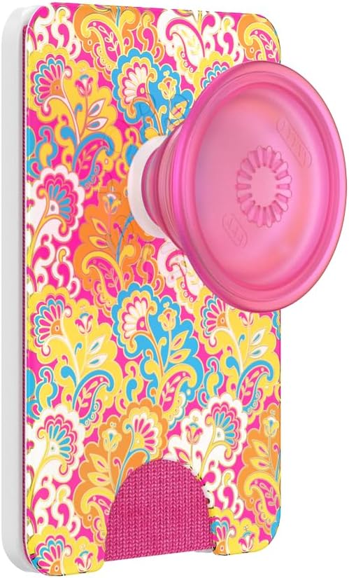 PopSockets Phone Wallet for MagSafe with Grip- Paisley Gaudy | PopWallet, Holds 3 Cards, Magnetic, Removable, Secure, Rainbow, Colorful, Girly, Women