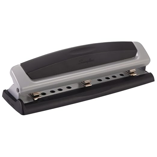 Swingline Desktop Hole Punch, Hole Puncher, Precision Pro, Adjustable, 2-3 Holes, 10 Sheet Punch Capacity, Black/Gray (74038)