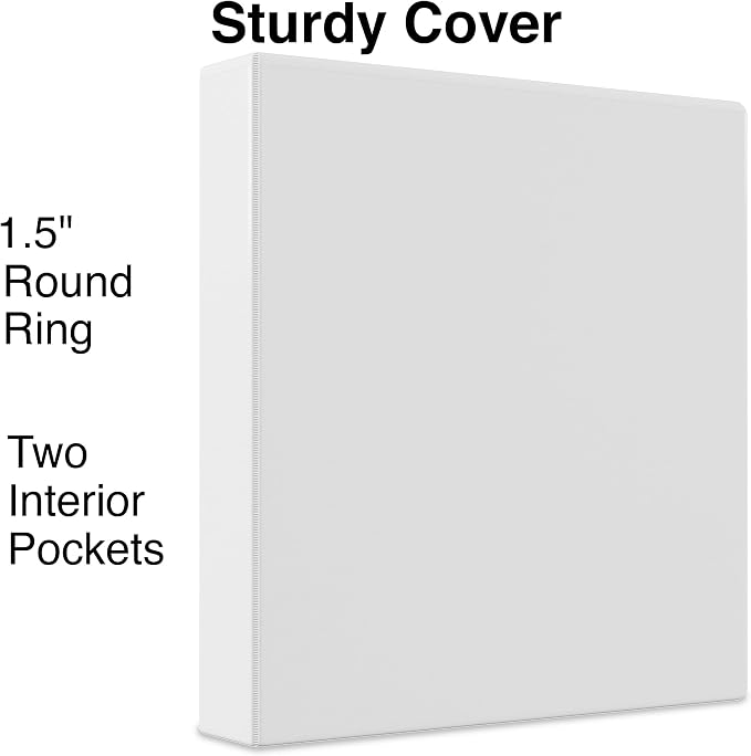 Staples Economy 1.5-Inch Round Ring Binder, White, 275 Sheets, 12-Pk | Lightweight binders for school and office document organization.