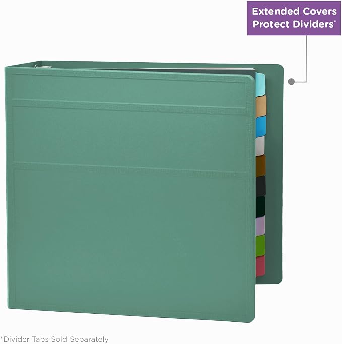 Carstens 4-Inch Heavy Duty 3-Ring Binder - Side Opening, Mint, Durable Plastic, Precision No-Gap Rings, Waterproof Cover, No Pockets, Holds 600 US Letter Sheets, BPA-Free, Made in USA (1844-3R)