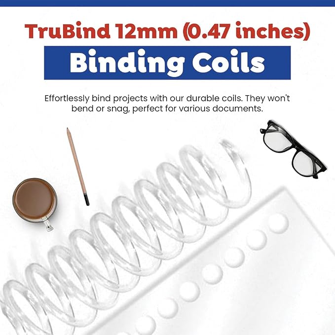 12mm (15/32 in.) Spiral Binding Coils for Reports, Presentations and Proposals | 4:1 Pitch | 12 in. Length | Clear | 92 Sheets Binding Capacity | 100 Pack