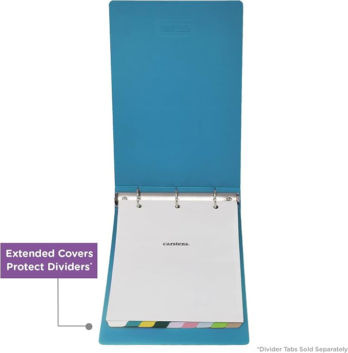 Carstens 2-Inch Heavy Duty 3-Ring Binder - Top Opening, Pool Blue, Durable Plastic, No-Gap Rings, Waterproof Cover, No Pockets, Holds 300 US Letter Sheets, BPA-Free, Made in USA (5878-3R), Case of 16