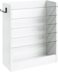 Wall File Holder, 6-Tier File Organizer, Office Supplies Storage Rack, Versatile Desktop Organizer, with Detachable Shelves, with Side Hooks, for Living Room, Study, Home Office, White MWJ02WB