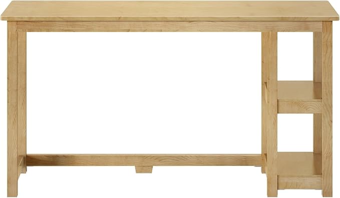 Plank+Beam Classic Desk, 55 Inch, with Shelves, Natural | Wooden Computer Desk with Shelves, Non-Toxic Finishes, Large Desk Space, Engineered Wood, Matching Style, Solid Wood
