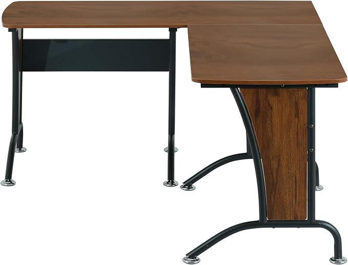 Techni Mobili Multi Configuration Desk, Reversible L-Shaped/Inline, Walnut | Corner Desk, Left/Right, Steel Frame, Spacious Work Area, Ideal for home office, Workspace organization