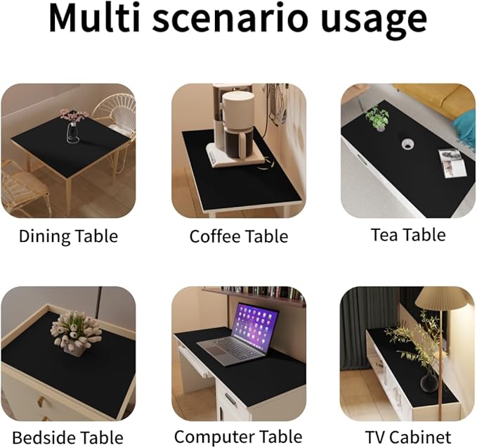 Zinkooat Leather Desk Pad Protector - 48x90 Inch Waterproof Easy to Clean Can Conceal Flaws Protector The Table Top from Scratches Used for Dining (Black+Black 48x90)
