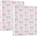 Pink Coquette Bow Binder 1.5 Inch Binder with Clipboard&Pockets, Preppy Cute Bow Riband Hardcover Binders 3 Ring, Heavy Duty Large File Folder for Office School Supplies, Holds 200 Sheets-2 PC