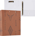 3 Ring Binder 2 Pack, 1.5 Inch D Ring A4 Letter Size Round Ring Binder with Clear Interior Pockets for Office Supplies Western Bull Boho