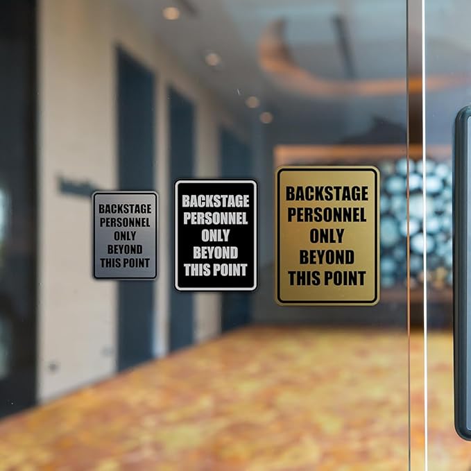 Portrait Round Backstage Personnel Only Beyond This Point Door or Wall Sign Easy Installation | Music | Concert | Festivals Sign (Blue) - Medium