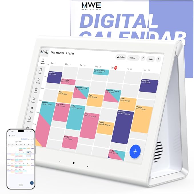 2026 New Upgraded Smart Digital Calendar, Family Planner No Subscription | Wall Planner WiFi Sync Color-Coded Family Schedule, Chore Chart & Meal Plan, HD Interactive Touchscreen Smart Calendar