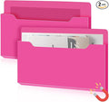 Feifeiya 2 Pcs Magnetic File Folder Wall Hanging Holder Large Pocket Paper Magazine Mail Organizer for Refrigerator Classroom Locker Whiteboard(Horizontal,Rose Red,13.8 x 8.3 Inches)