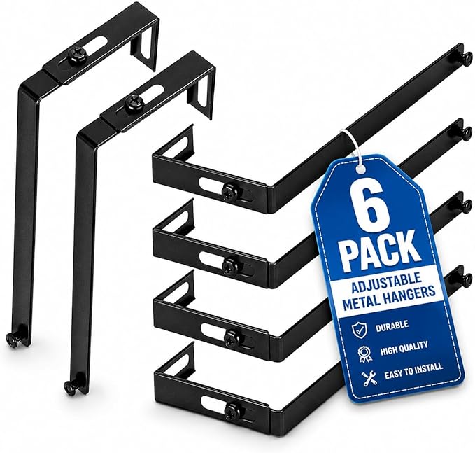 1InTheOffice Cubicle Hangers, Metal Adjustable Hanger, Cubicle Hanger for Rails 6 Pack