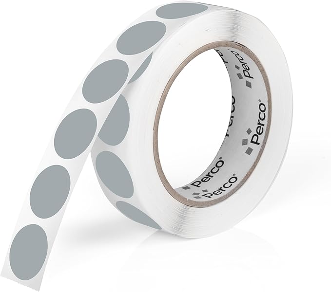 Perco Grey 1-Inch Round Circle Dot Sticker Labels with Easy Peel Perforation - 1,000 Labels per Roll - Strong Adhesion, Vibrant Colors for Organizing, Crafting & More - Made in USA