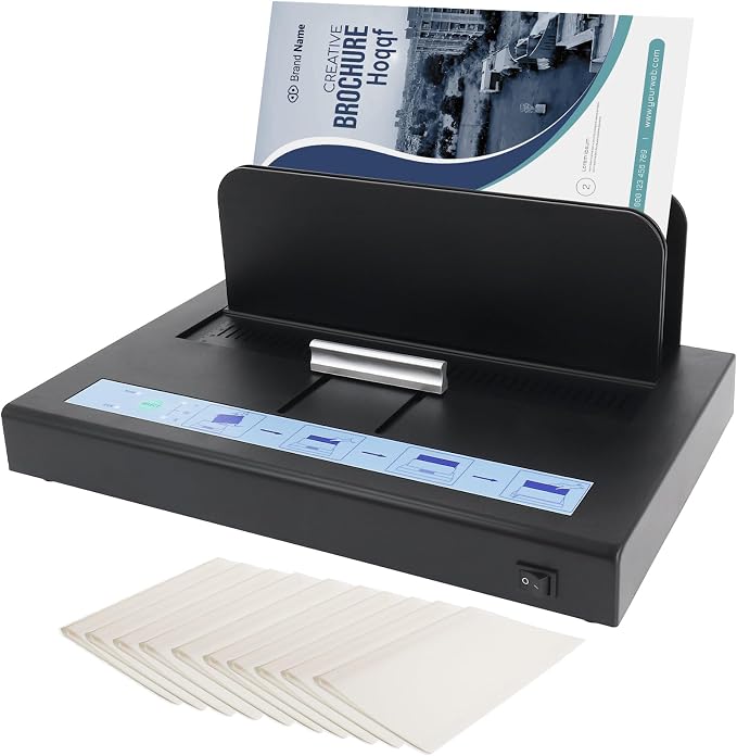 Thermal Binding Machine 500 Sheets Capacity, Book Binding Material | 110V Binding Machine A3(Short Edge)/A4/A5 Document Heat Binder with 10Pcs Covers (Black)
