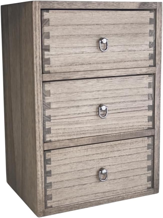 DDYURI Wood Tabletop Storage Cabinet Organization Box Caddy with 3 Drawers for Office Supplies Desktop Dresser Organizer Dark Brown