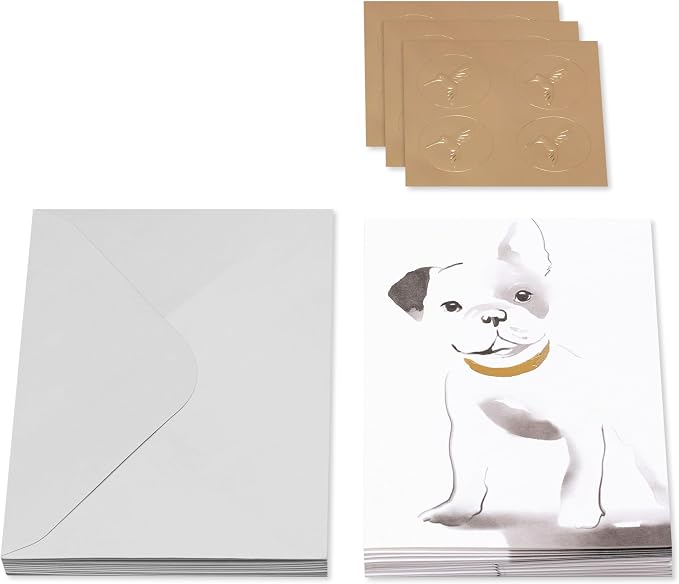 Papyrus Blank Cards with Envelopes, Frenchie (12 count)