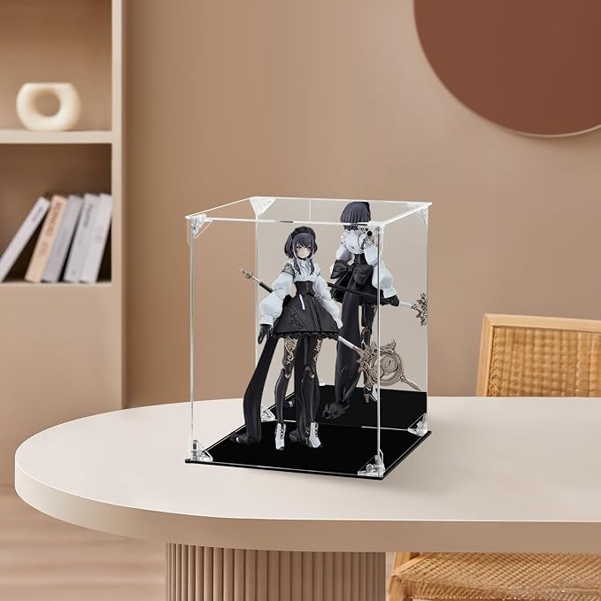 Acrylic Display Case Clear Action Figure Display Case with Mirrored Back, Dustproof Protection Display Box Alternative Glass Case for Collectibles Figures Models Doll Toys (8x8x10 inch, 20x20x25 cm)