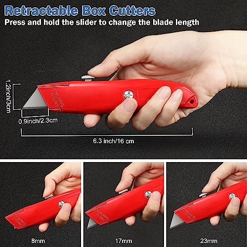 Reginary 30 Pcs Box Cutters Bulk, Utility Knives, Red