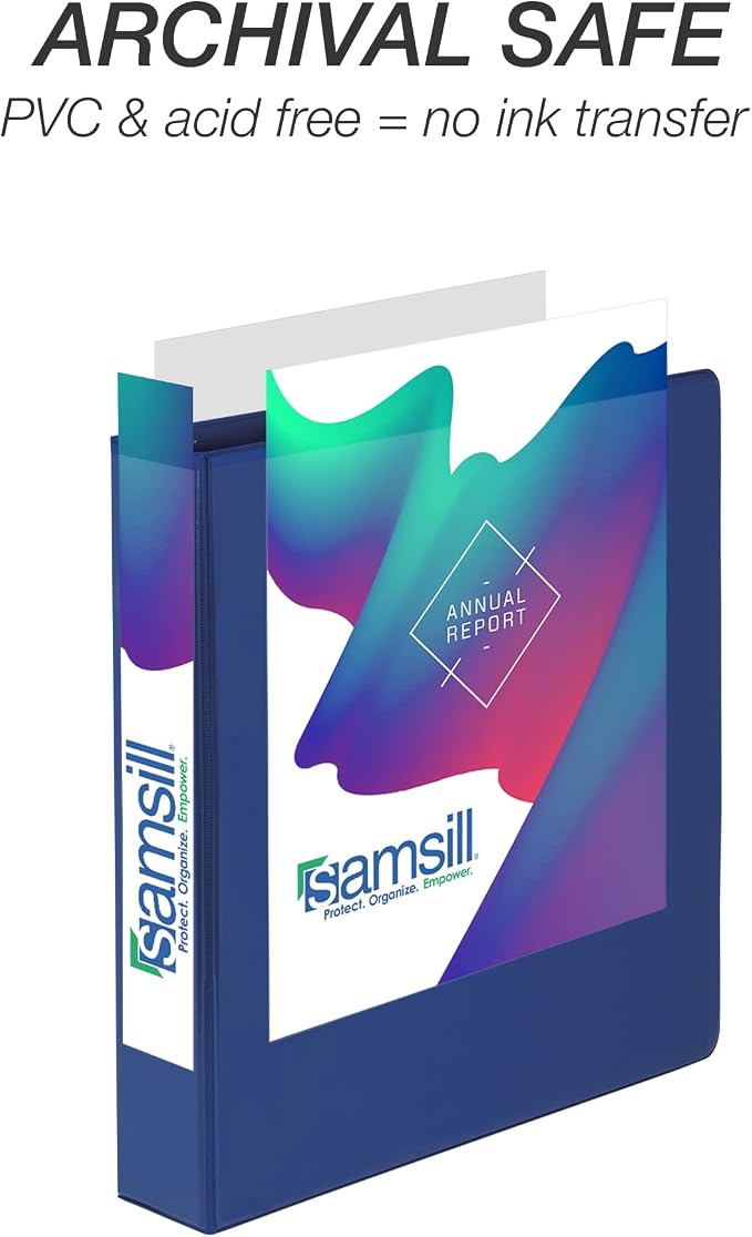 Samsill Durable 1.5 inch 3 Ring Binder, D Ring Binder, 100% Recycled Chipboard, Basis Assortment, 4 Pack
