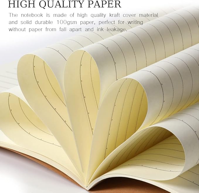 30 Pack Journal Notebook, Kraft Cover Lined Paper Journal for Traveler, Notes, Memo - Bulk Journals Sewn Brown Notebook, 80 Pages, 8.3'' x 5.5''