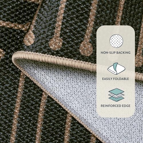 Lahome Black 2x8 Kitchen Runner, Modern Geometric Runner Rug Non Slip