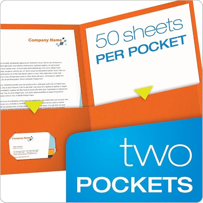 Oxford Twin-Pocket Folders,Textured Paper,Letter Size,Orange,Holds 100 Sheets (57510EE) 25 Count (Pack of 5)