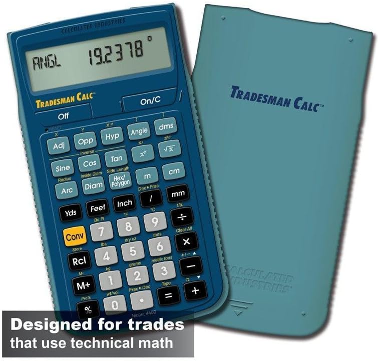 Calculated Industries 4400 TradesmanCalc Technical Trades Dimensional Trigonometry and Geometry Math and Conversion Calculator Tool for Tech Students, Welders, Metal Fabricators, Engineers, Draftsmen Small