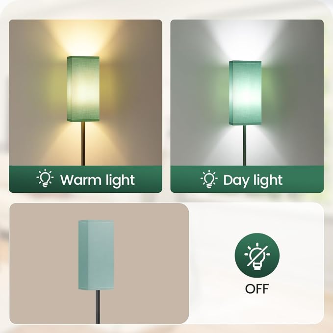 64.6" Floor Lamp, Pole Lamp with Foot Switch, Modern Standing Lamp, Minimalist Freestanding Lamp (Bulb Not Included), for Living Room, Bedroom Office ETL Listed, Black and Teal J07LD05