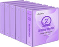 COMIX Sturdy Standard 2 Inch 3 Ring Binder with Clear View Cover | 2"Round Ring,PVC-Free,Holds 400 Letter Sheets,Morandi Multicolor for Students & Office,6 Pack (Pale Purple)