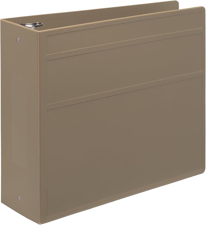 Carstens 4-Inch Heavy Duty 3-Ring Binder - Side Opening, Sand, Durable Plastic, No-Gap Rings, Waterproof Cover, No Pockets, Holds 600 US Letter Sheets, BPA-Free, Made in USA (1846-3R), Case of 10