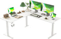 Agilestic 63 x 55 Inch L Shaped Electric Standing Desk, White | Corner Desk, Ample Workspace, Memory Presets, Hooks, Stable Steel Frame,176 lbs Capacity, Easy Assembly, Splice Board