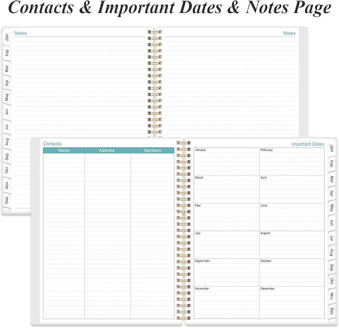 2026 Planner - Planner 2026 from January 2026 to December 2026 with 12 Monthly Tabs, Flexible Cover, Inner Pocket, 8.5" x 11", Leaf Black
