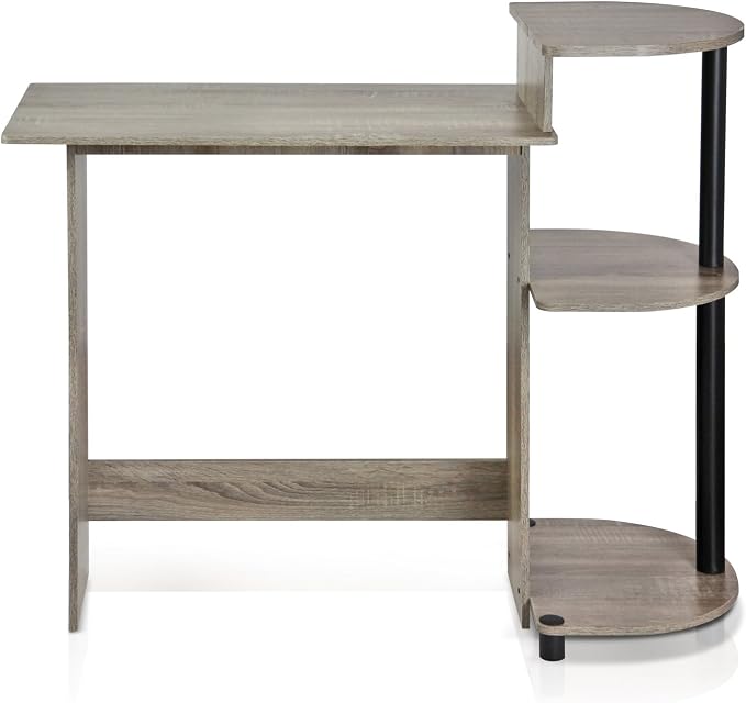 Furinno COMPACT Desk, 28.5" Wide Gaming Desk with Shelves, Computer Desk with Book Shelf, Office Desk for Home Office, Study Room, Dorm, Bedroom, French Oak