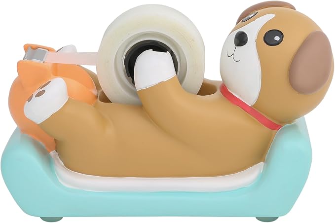 Chapman & Grand Puppy Dog Tape Dispenser (Tan/Turquoise) | Add instant playful character to your desk with this sweet puppy companion! A smile-inducing gift for dog lovers.