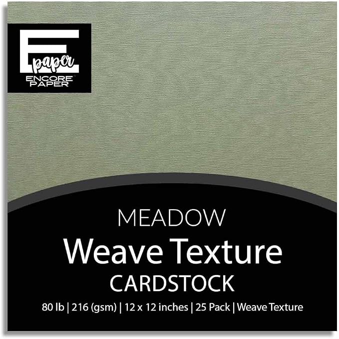 MEADOW—12x12 Textured Cardstock | 80lb Textured Green Scrapbook Paper | Premium Cardstock for Cricut Cutting | 25 Sheets