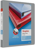 Staples Heavy‑Duty 1‑Inch 3‑Ring View Binder with D‑Rings, 4 Interior Pockets for Office & School Organization, Gray, 3‑Pack