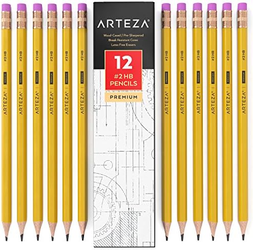 ARTEZA #2 HB Pencils, 48 Count, Pre-Sharpened, Latex-Free Erasers