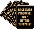 Portrait Round Backstage Personnel Only Beyond This Point Door or Wall Sign Easy Installation | Music | Concert | Festivals Sign (Black Gold) - Medium (5 Pack)