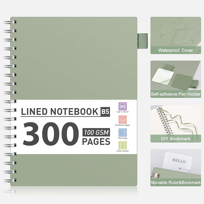 AHGXG Lined Journal Notebook, 300 Pages, B5 (7.48" × 10.15")