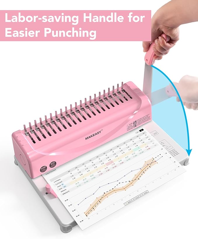 Binding Machine, 21-Hole, Comb Binding Machines with 100PCS Comb Bindings Spines, Comb Binder for Letter Size, A4, A5 Paper