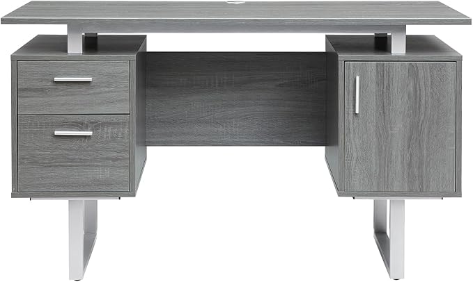 Techni Mobili Office Desk with Storage Drawers and Cabinet 51.25” W - Modern Office Desk with Large Floating Desktop Surface | Home office workstation, durable construction, everyday productivity, Ideal for home office, Workspace organization